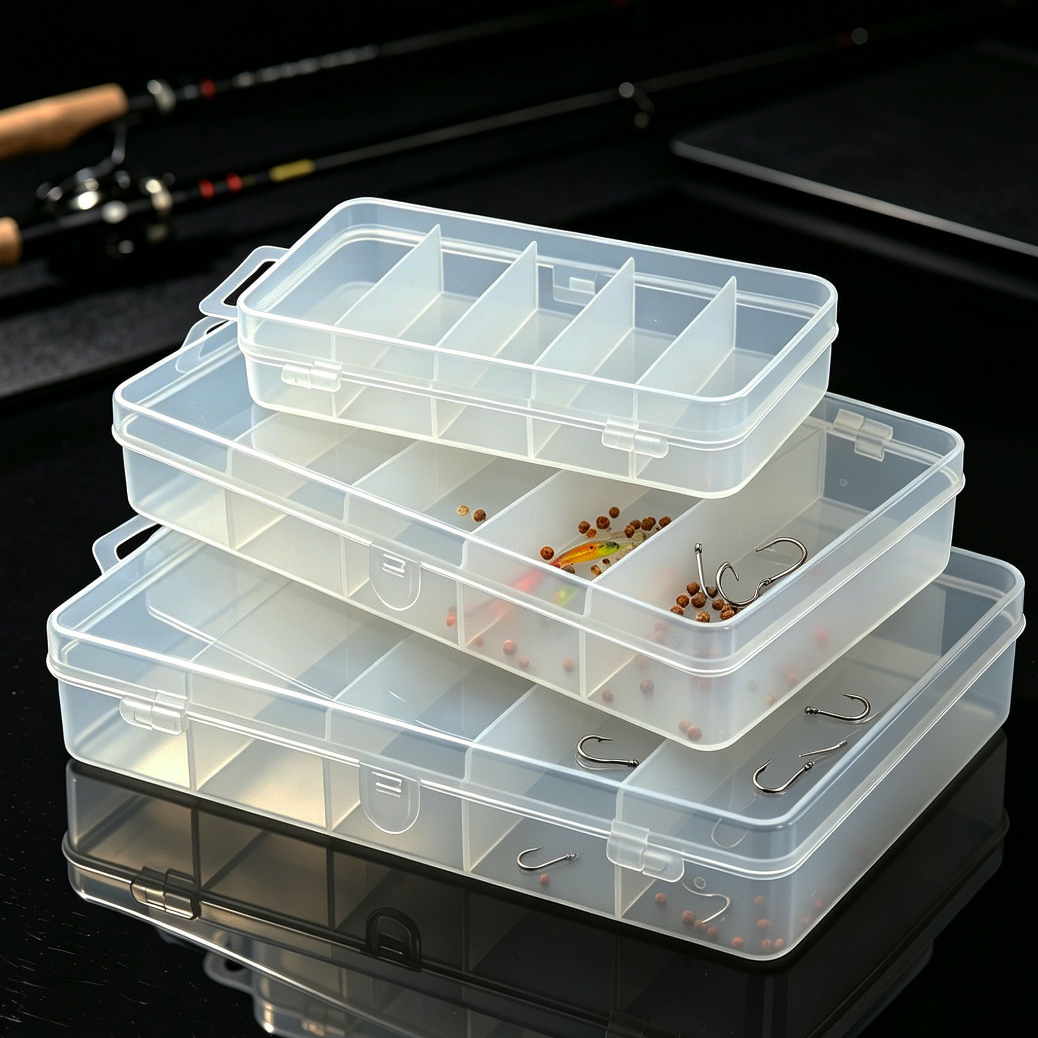 Fishing Hook Box - 1/3 szt. 3 Rozmiary Plastikowych Pudełek